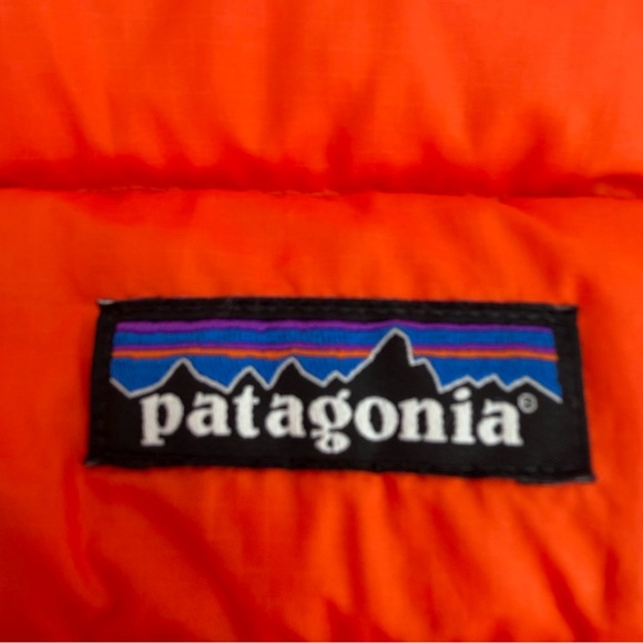 Patagonia Worn Wear Vest Mens XL Orange Down Sweater Full Zip 84622 STAINS - Picture 16 of 16